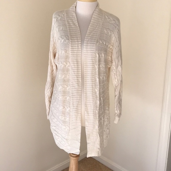 LAUREN RALPH LAUREN Size M ivory open cardigan - Picture 1 of 8